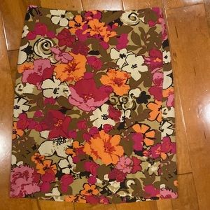 Talbots Floral Modest Midi Pencil Skirt 10